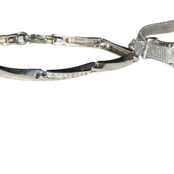 Silver Mesh Belt Buckle Bracelet with 2 other Silver Tone Vintage Bracelets - Picture 6 of 7
